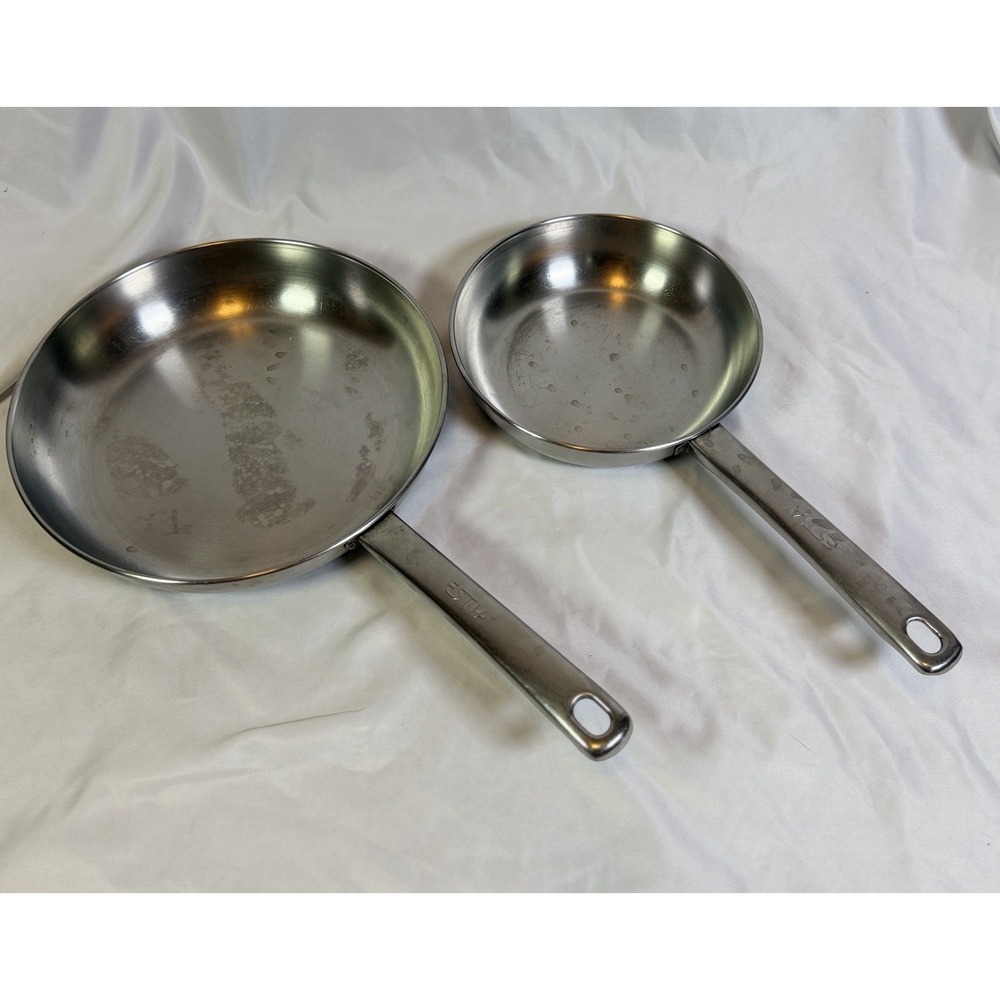 Set of 2 Estia Vulcano Stainless Steel Copper Tri-Ply Bottom 8" & 10 1/4" Pans